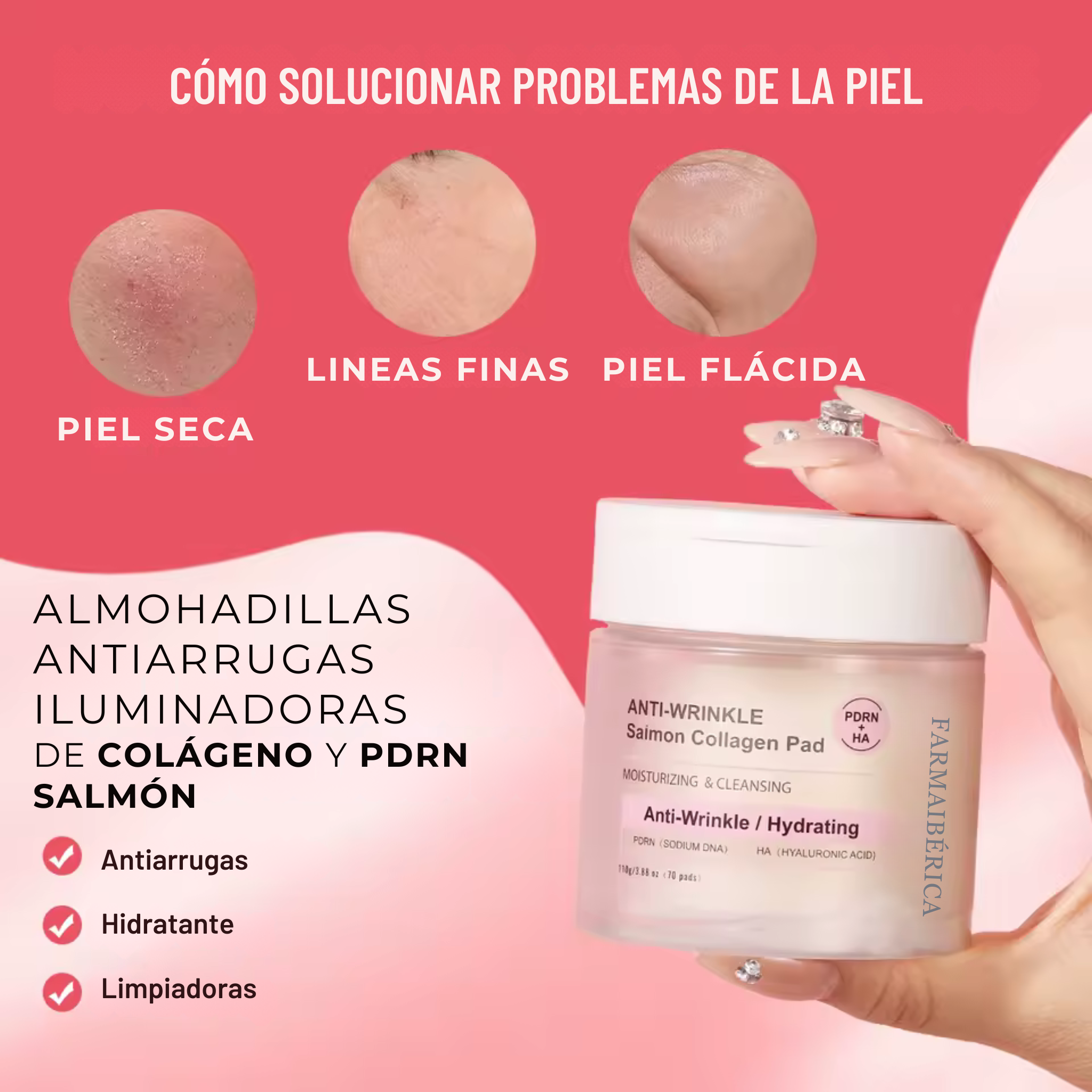 Almohadillas Iluminadoras de Colágeno y Pdrn. Cuidado Facial Que Da Volumen Y Luminosidad