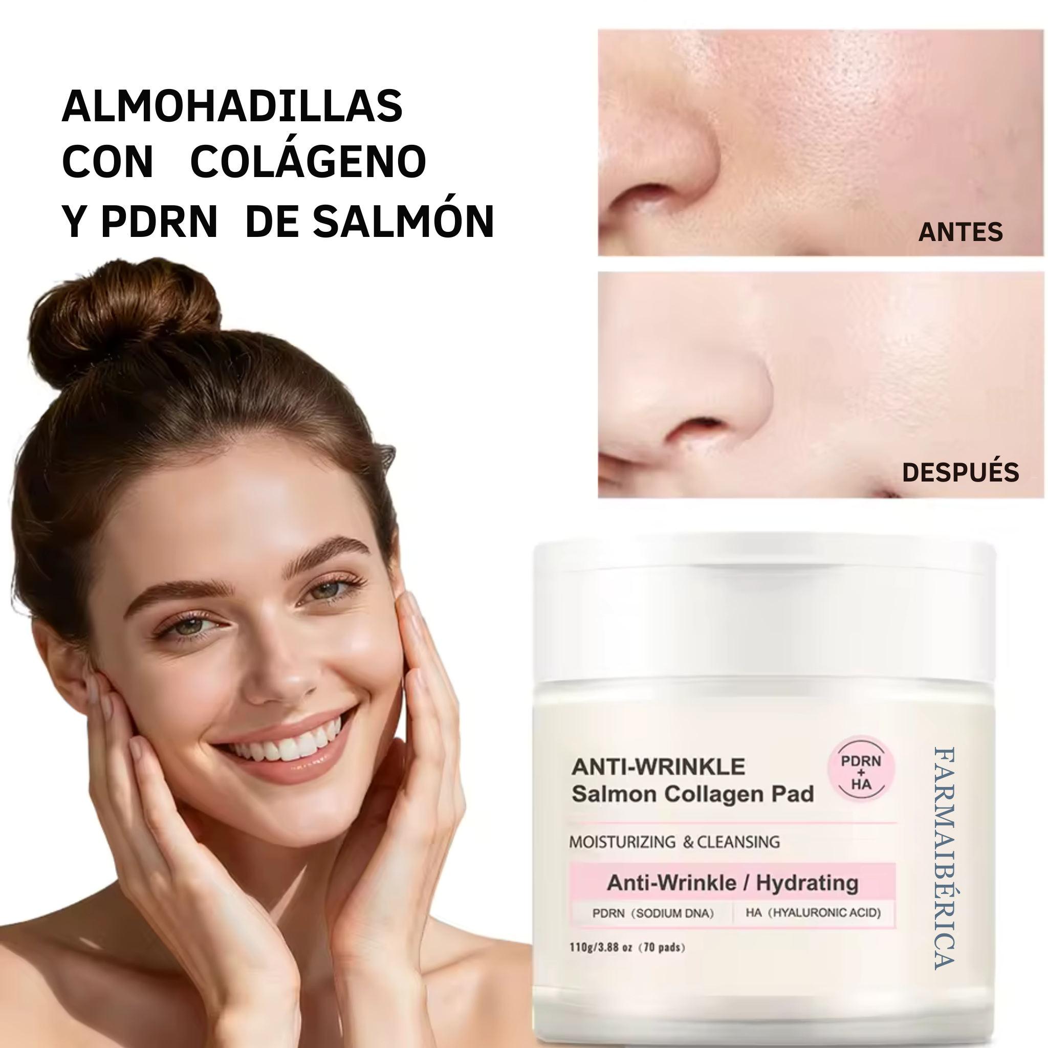 Almohadillas Iluminadoras de Colágeno y Pdrn. Cuidado Facial Que Da Volumen Y Luminosidad