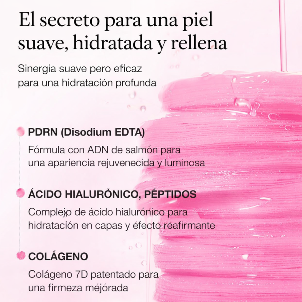 Almohadillas Iluminadoras con PDRN, ÁCIDO HIALURÓNICO y COLÁGENO. Cuidado Facial Que Da Volumen Y Luminosidad